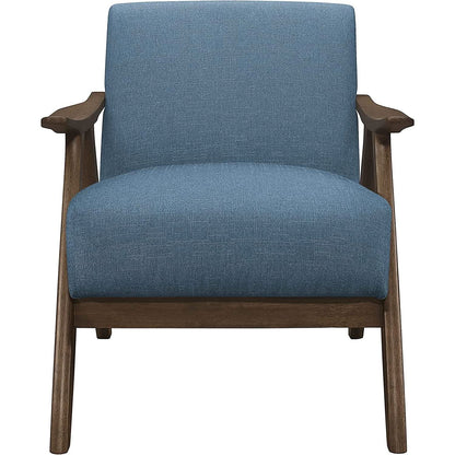 Blue Elle Accent Chair With Linen Upholstery Retro Style
