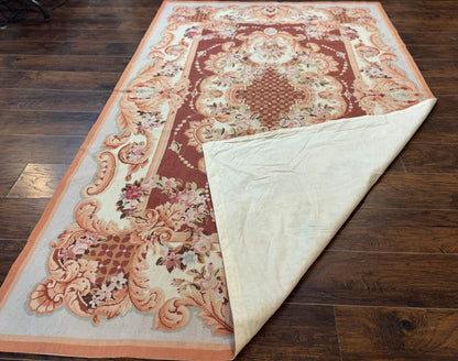 Vintage Needlepoint Rug 6x9, Aubusson Rug, Flatweave Wool Elegant Carpet, Medium Size, French European Design