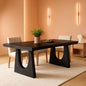 70.9 Inch Black Contemporary Rectangular Dining Table Seats 6 To 8