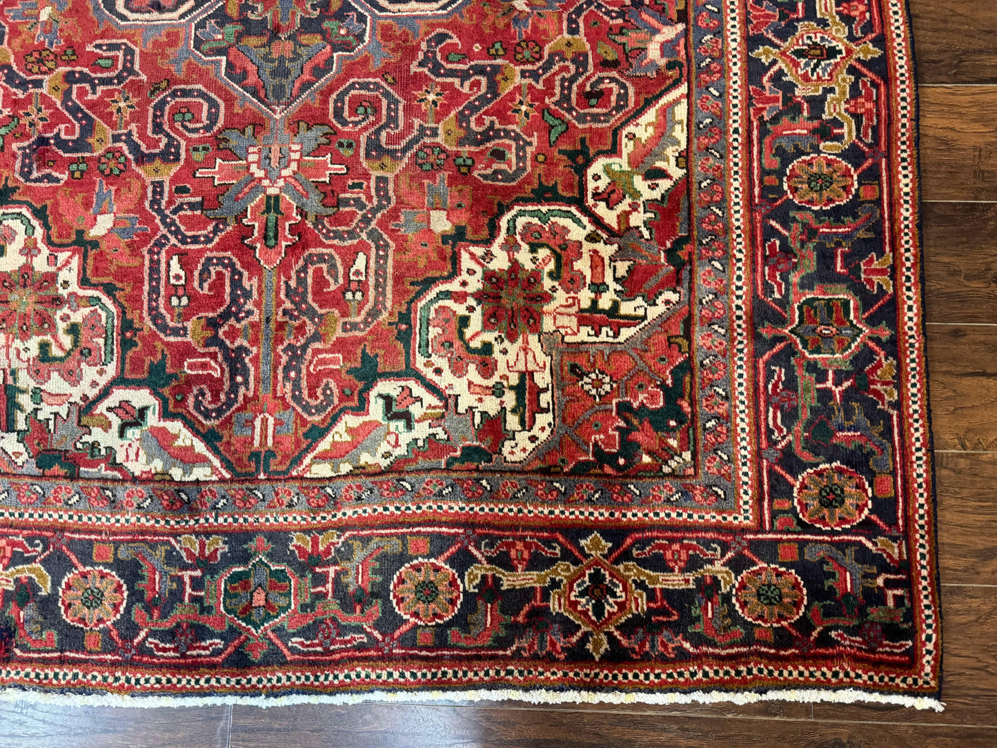 Persian Heriz Rug 6.6 x 9, Geometric Wool Persian Carpet