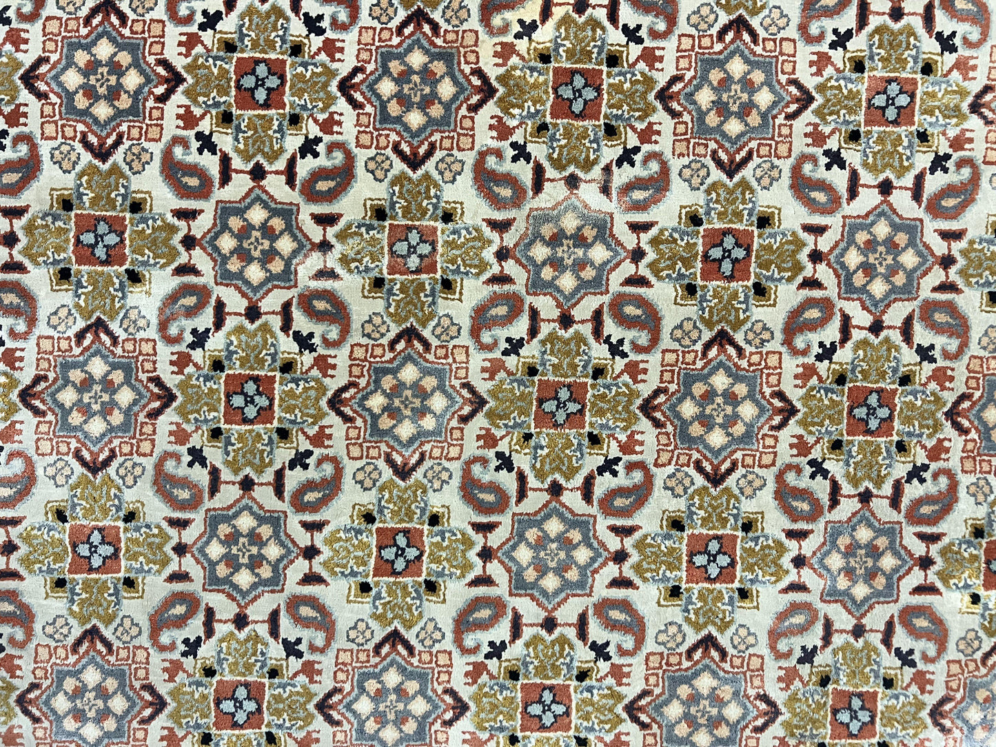 Turkish Kayseri Silk Rug 4x6, Hand Knotted Handmade Vintage Allover Pattern, Fine Silk Oriental Carpet 4 x 6 ft, Traditional Rug, Cream