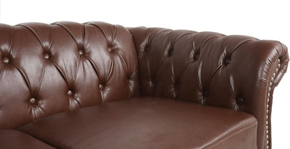 PU Brown Leather Modular Sectional Sofa Tufted Cushions