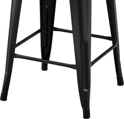 30 Inch Matte Black Metal Bar Stool Set Of 4 With Low Back