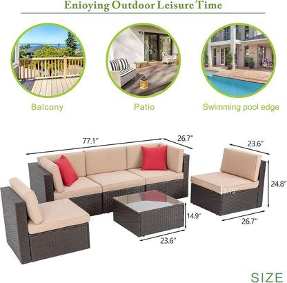 Outdoor Wicker Sectional Sofa Set with Coffee Table