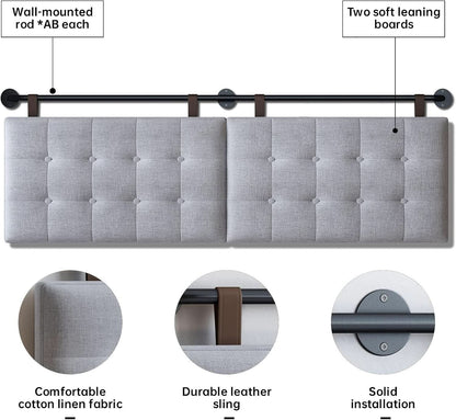 Adjustable Wall Mounted King Size Headboard with Tufting