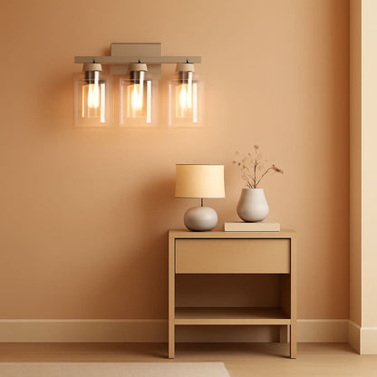 3 Light Brushed Nickel Vanity Light Fixture For Bathroom