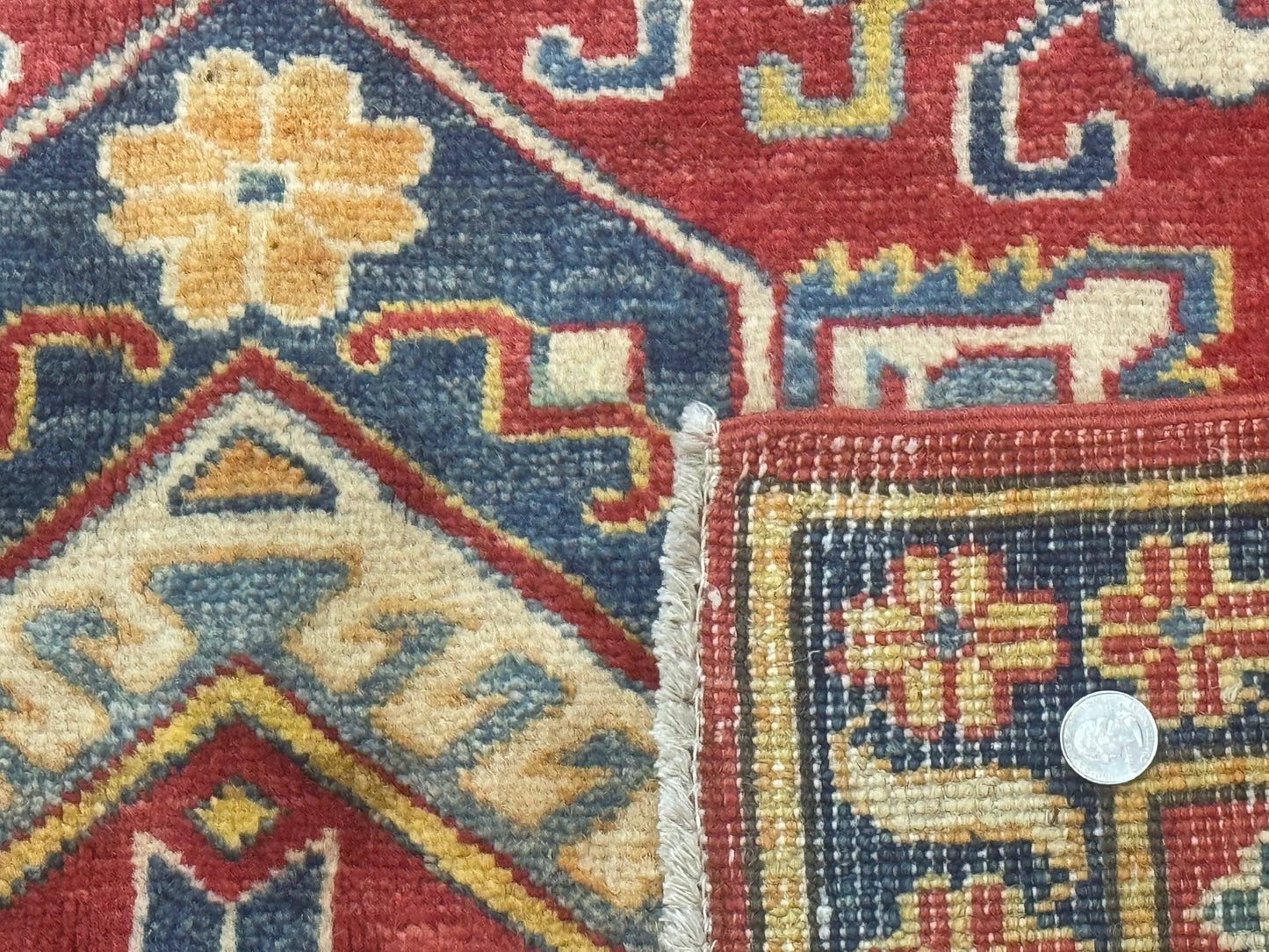 Turkish Kazak Rug 7.6 x 9.5, Geometric Medallions, Caucasian Pattern