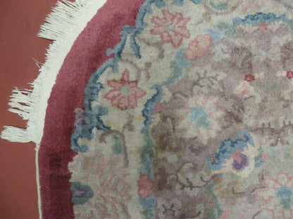Oval Chinese Art Deco Rug 3x5 Vintage Wool Carpet