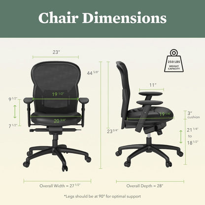 Wave High Back Ergonomic Office Chair Leather Seat