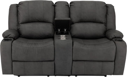 67 Inch Powered Wall Hugger Recliner Sofa Gunmetal Fabric