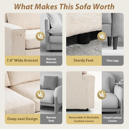 Seventy One Inch Beige Chenille Modular Sofa Collection