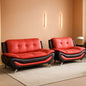 Faux Leather Sofa And Loveseat Set Red 2 Piece