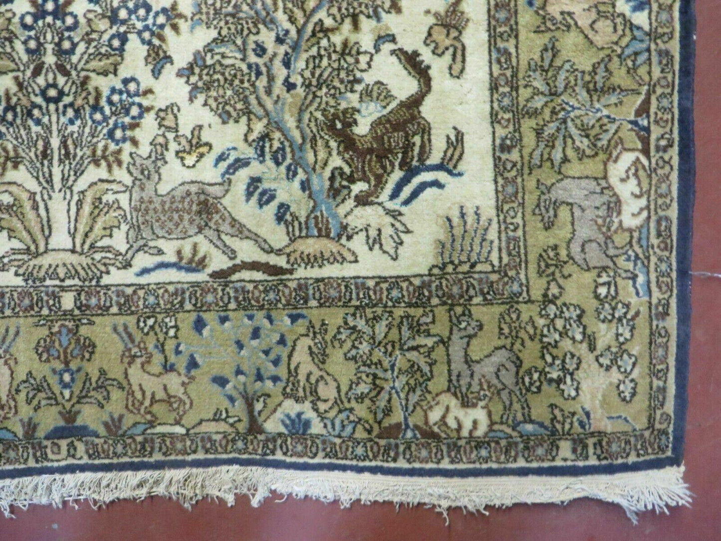 4' X 6 Handmade India Oriental Fine Pictorial Tree Of Life Wool Silk Rug Wow
