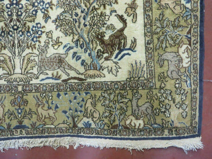 4' X 6 Handmade India Oriental Fine Pictorial Tree Of Life Wool Silk Rug Wow
