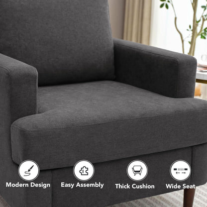 Mid Century Modern Premium Upholstered Armchair Grey