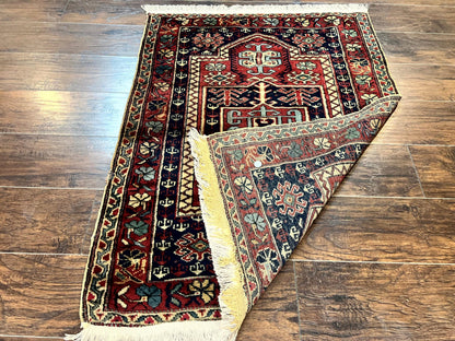 Antique Turkish Sparta Rug 3x4, Geometric Caucasian Pattern, Vintage Handmade Tribal Wool Carpet