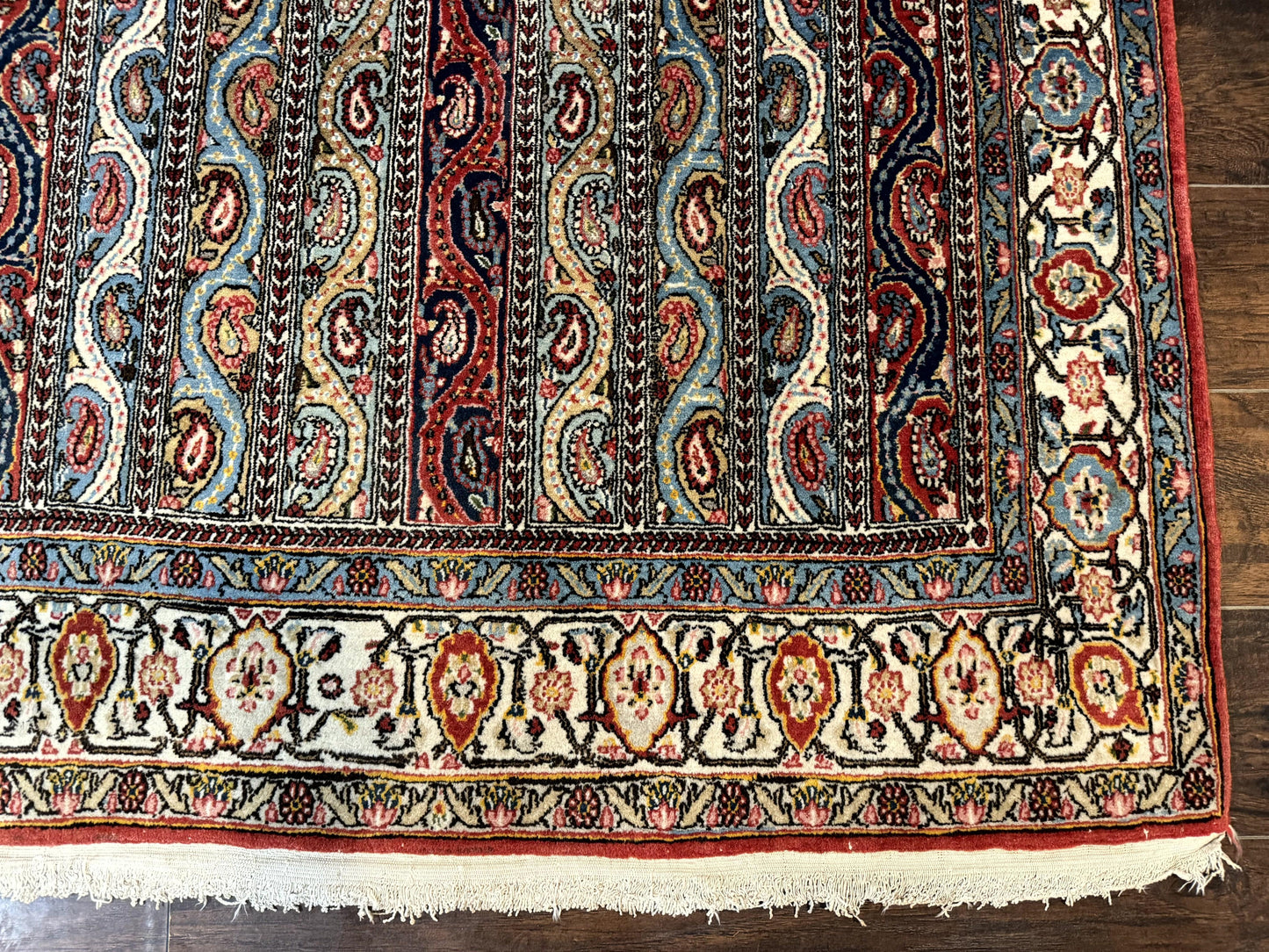 Persian Qum Rug 4x7, Striped Paisley Boteh Design