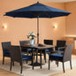 Navy Outdoor Patio Table And Chairs Set With Umbrella For 6