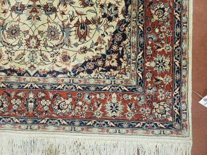 4' X 6' Handmade Ultra Fine Chinese Floral Oriental Wool Rug Hand Knotted Beige
