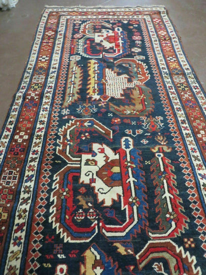 3' 7" X 14' Antique Handmade Caucasian Wool Rug Carpet Nice