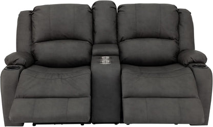 67 Inch Powered Wall Hugger Recliner Sofa Gunmetal Fabric