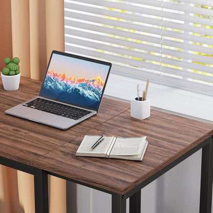40 Inch Computer Desk With 2 Shelves Brown Sturdy Home Office Gaming Desk
