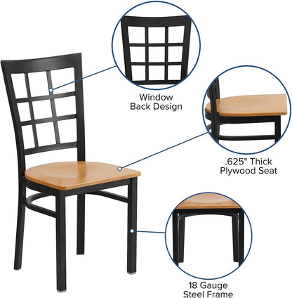 Hercules Series Black Metal Restaurant Chair With Wood Seat
