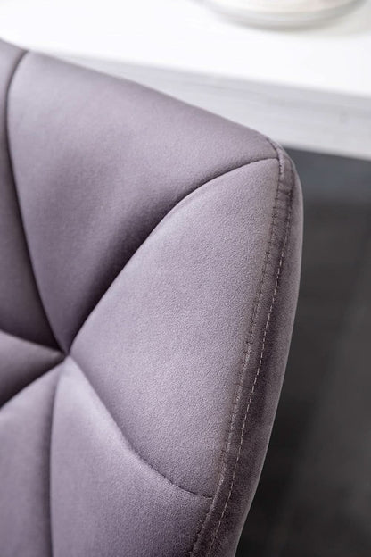 Breni Velvet Diamond Tufted Swivel Adjustable Height Bar Stool Set Of 2 Gray