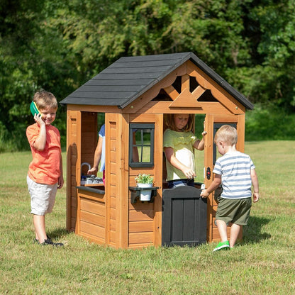 Cedarwood Kids Outdoor Playhouse With Integrated Kitchen