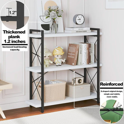Industrial Three Tier Open Bookcase With Metal Frame Sturdy
