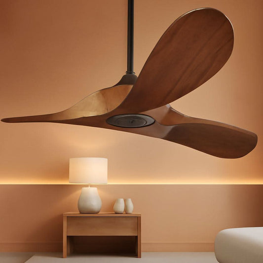 52 Inch Walnut Outdoor Ceiling Fan With Remote Control
