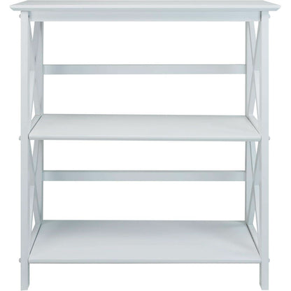 Montego 3 Shelf Bookcase White Modern X Design Storage