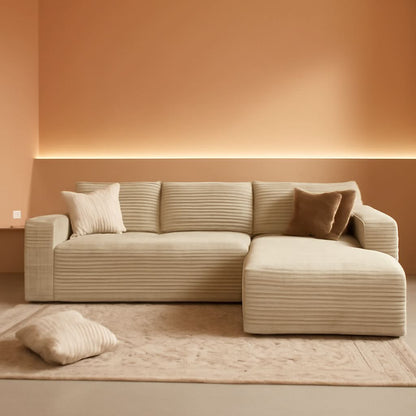 104 Inch Cloud Sectional Sofa Beige No Assembly Required Modern Upholstered Deep Seat Living Room