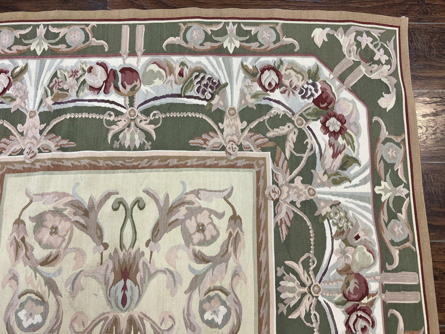 Aubusson Rug 5x8, Wool Handmade Vintage Carpet, Angel Motifs, Flatweave Rug 5 x 8, Medium Sized, European Design