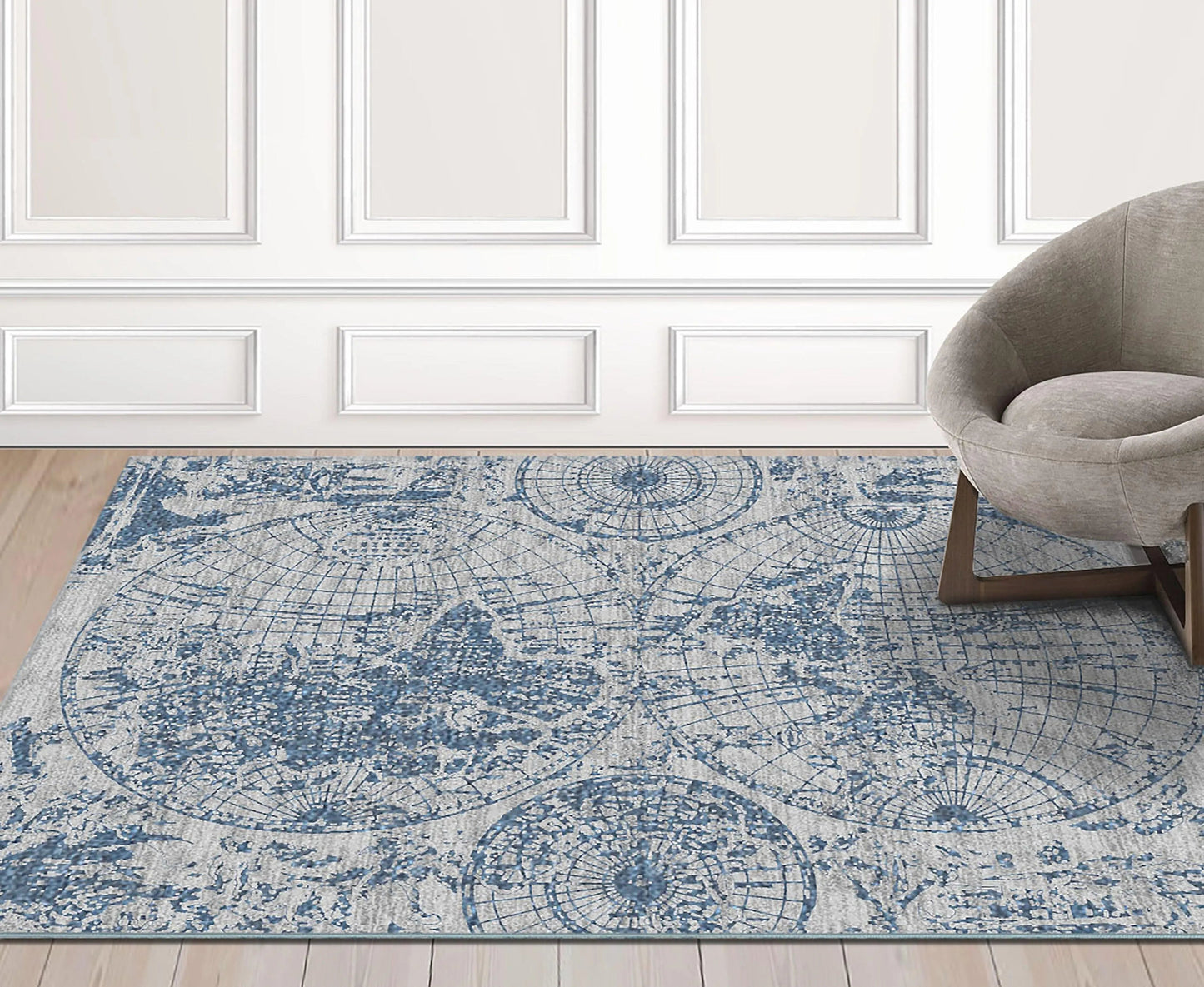 Multi Size Multi Color Machine Made Polypropylene Map Design Oriental Area Rug