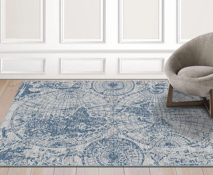 Multi Size Multi Color Machine Made Polypropylene Map Design Oriental Area Rug