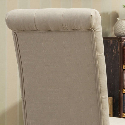 Tan Solid Wood Tufted Parsons Dining Chair Set Of 2