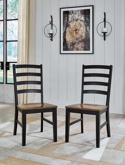 Armless Dining Chair Set 2 Two Tone Black and Brown