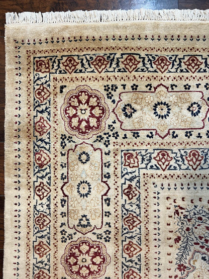 Pak Persian Rug 9x11, Very Fine Hand Knotted Oriental Carpet, Haji Jalili Design, Ivory/Cream, Wool Handmade Room Sized Rug 9 x 11 ft, Nice