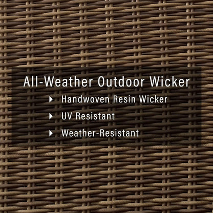 Brown Wicker Outdoor Sofa with Navy Cushions for Comfort