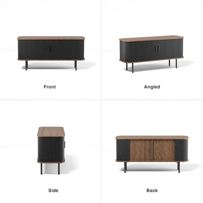 47 Inch Black TV Stand With Sliding Doors And Storage