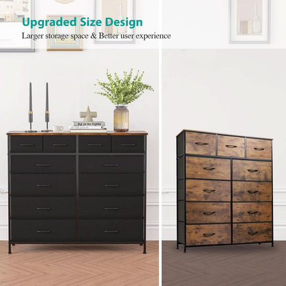 12 Drawer Dresser With Fabric Drawers For Bedroom And Closet Storage