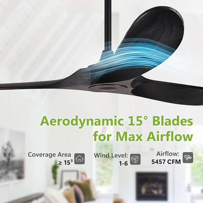 52 Inch Matte Black Ceiling Fan With Remote Walnut Blades