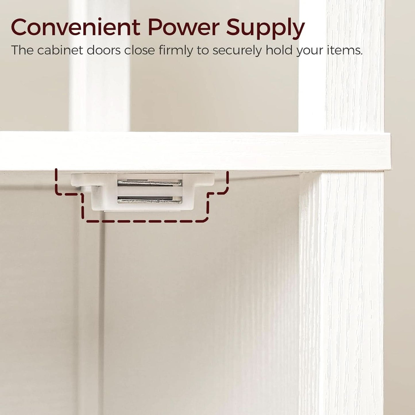 White Farmhouse Bedside Nightstand With USB Type C Ports