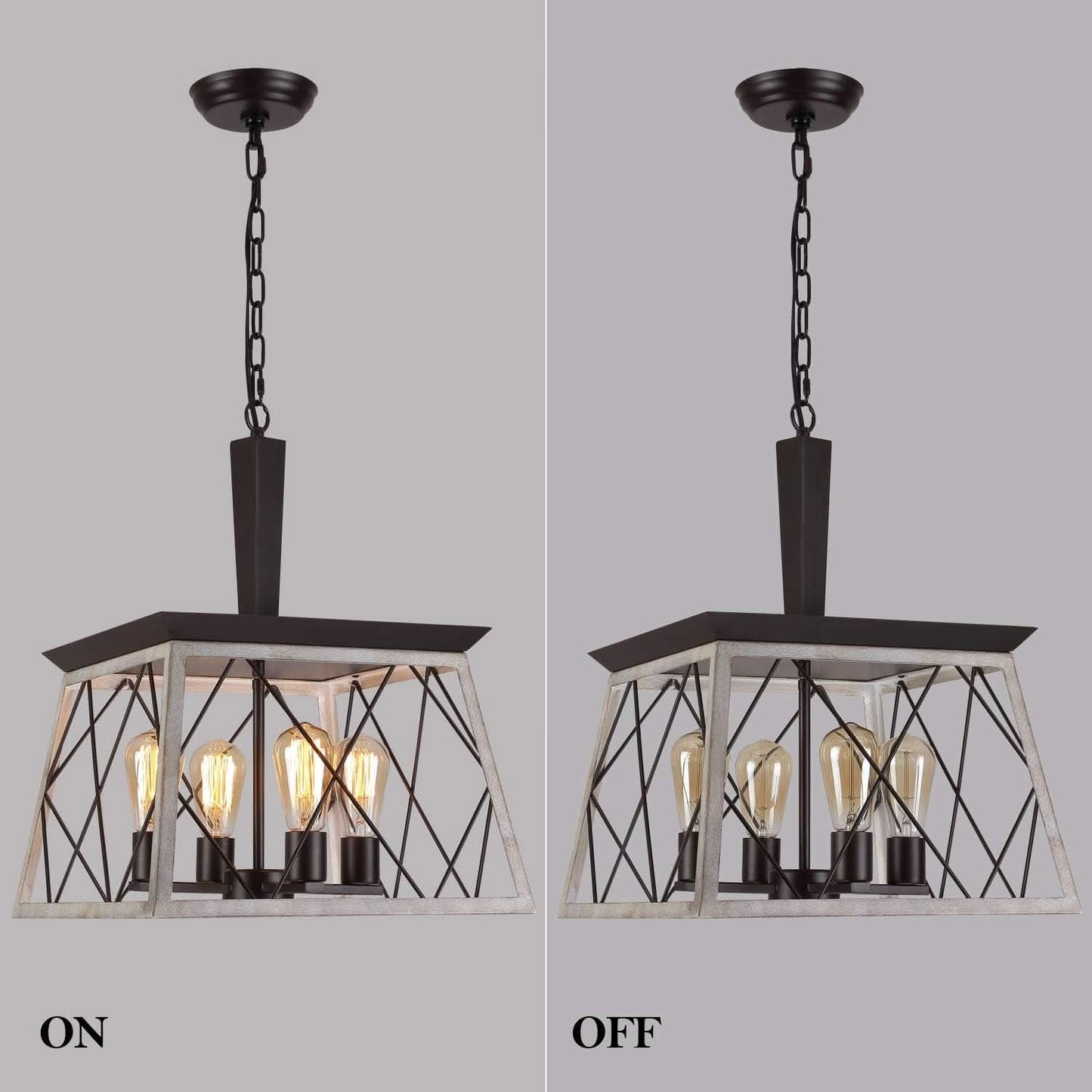 4 Light Farmhouse Vintage Chandelier White Oak Finish