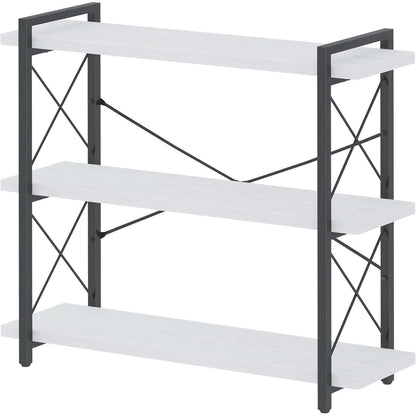 Industrial Three Tier Open Bookcase With Metal Frame Sturdy