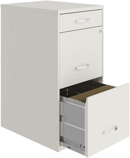 Pearl White 18 Inch Deep 3 Drawer Metal File Cabinet