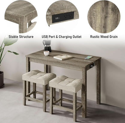 Sophisticated Walnut Finish Counter Height Bar Table