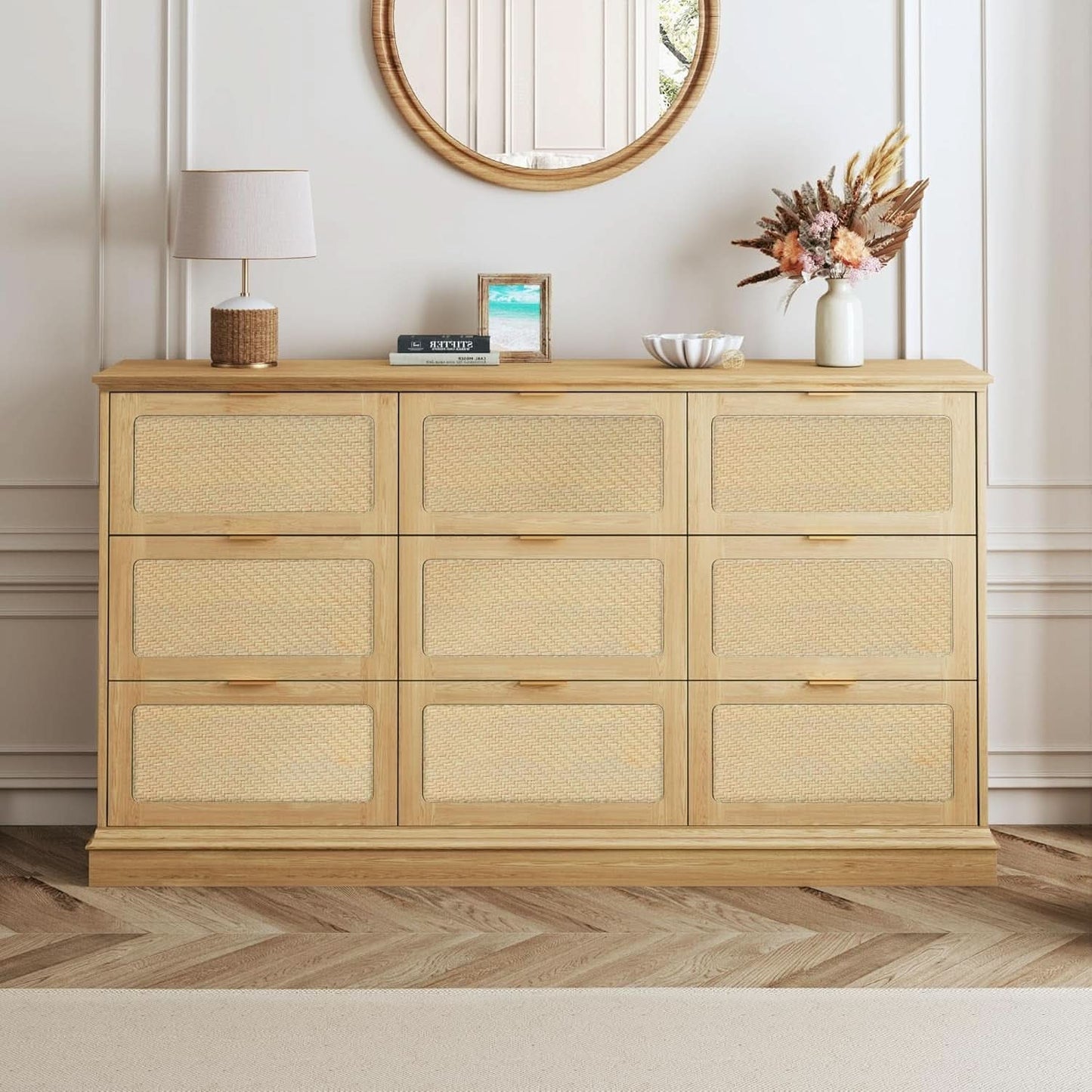 60 Inch SolidOak BohoInspired Dresser With Drawers