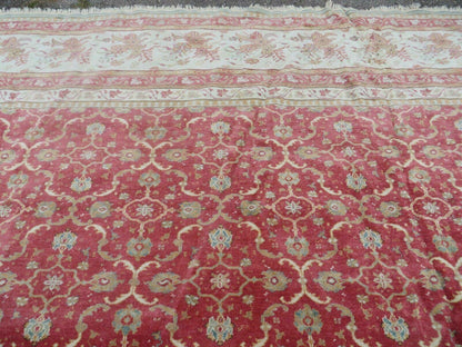 12' X 18' Palace Size Handmade Egyptian Wool Rug Carpet Soft Colors Red & Beige